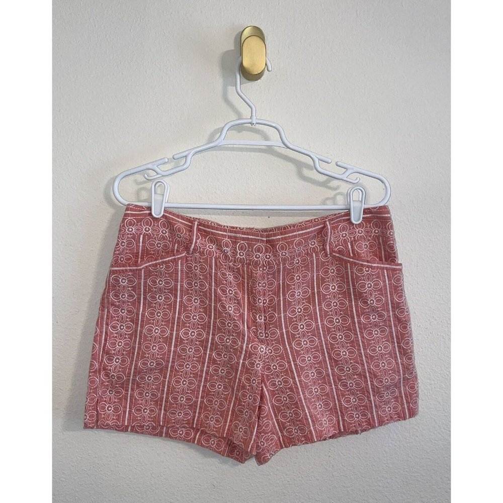 Ann Taylor Loft Outlet Embroidered 4” Short Casual Shorts Womens 8 Coral Pink